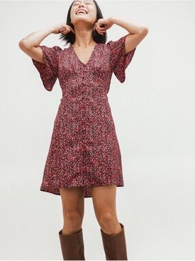 Things Between Ara Mini Dress NWT Red Black L 90’s Floral Boho